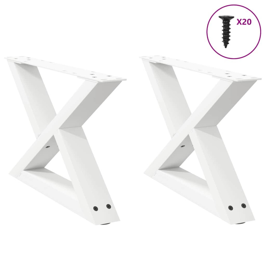 vidaXL Salontafelpoten 2 st 60x(30-31,3) cm staal wit vidaXL Salontafelpoten 2 st 60x(30-31,3) cm staal wit afbeelding 1