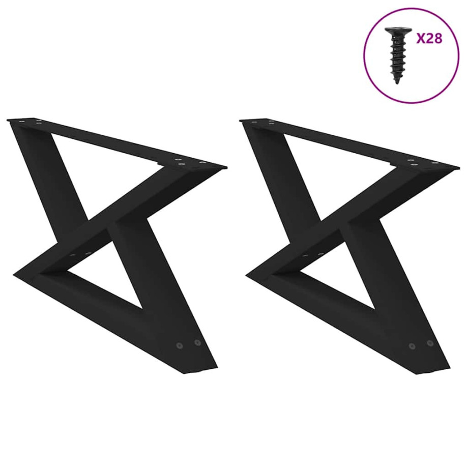 vidaXL Salontafelpoten 2 st 70x(30-31,3) cm staal zwart afbeelding 1
