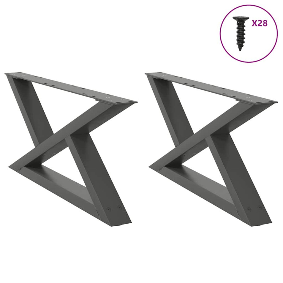vidaXL Salontafelpoten 2 st 70x(30-31,3) cm staal antraciet afbeelding 1