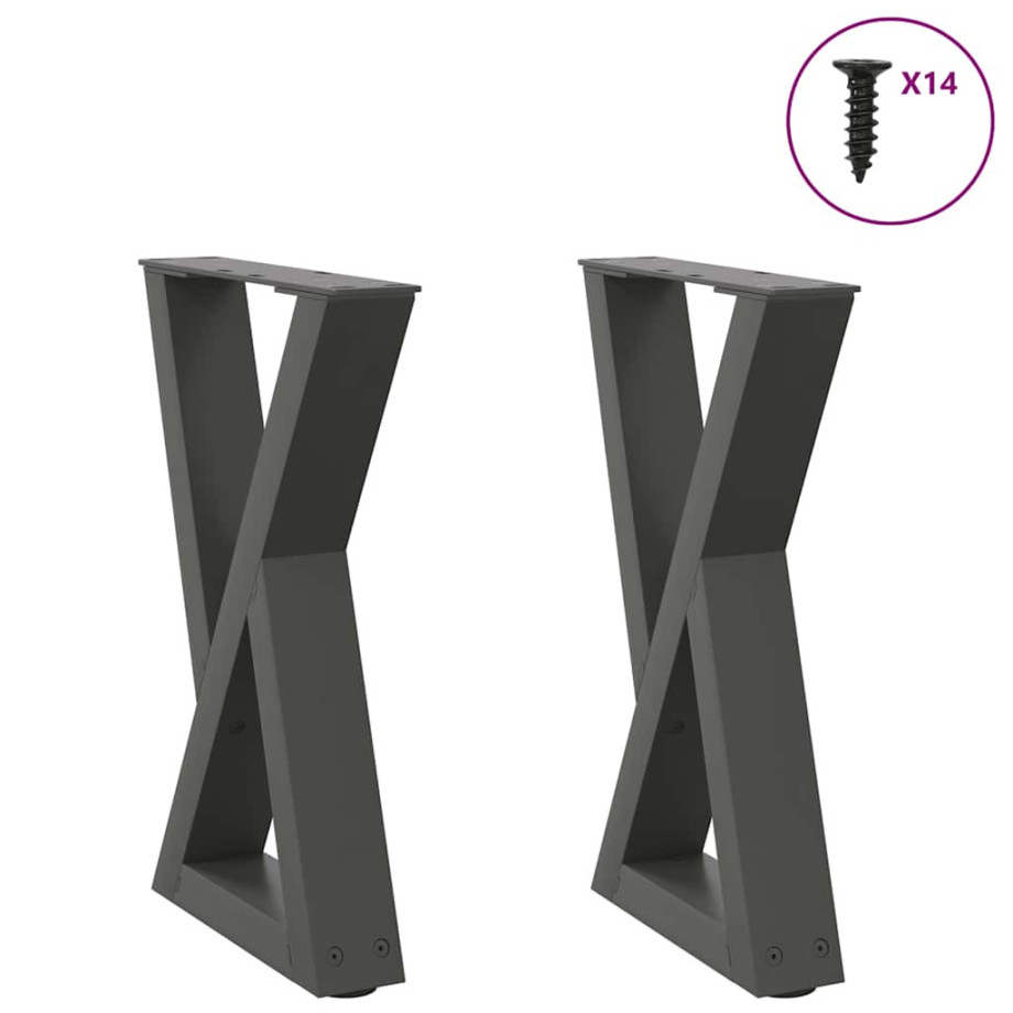 vidaXL Salontafelpoten 2 st 28x(42-43,3) cm staal antraciet afbeelding 1