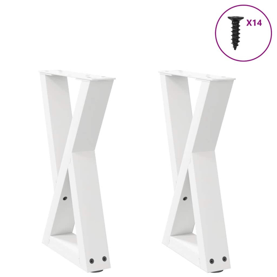 vidaXL Salontafelpoten 2 st 38x(42-43,3) cm staal wit afbeelding 1