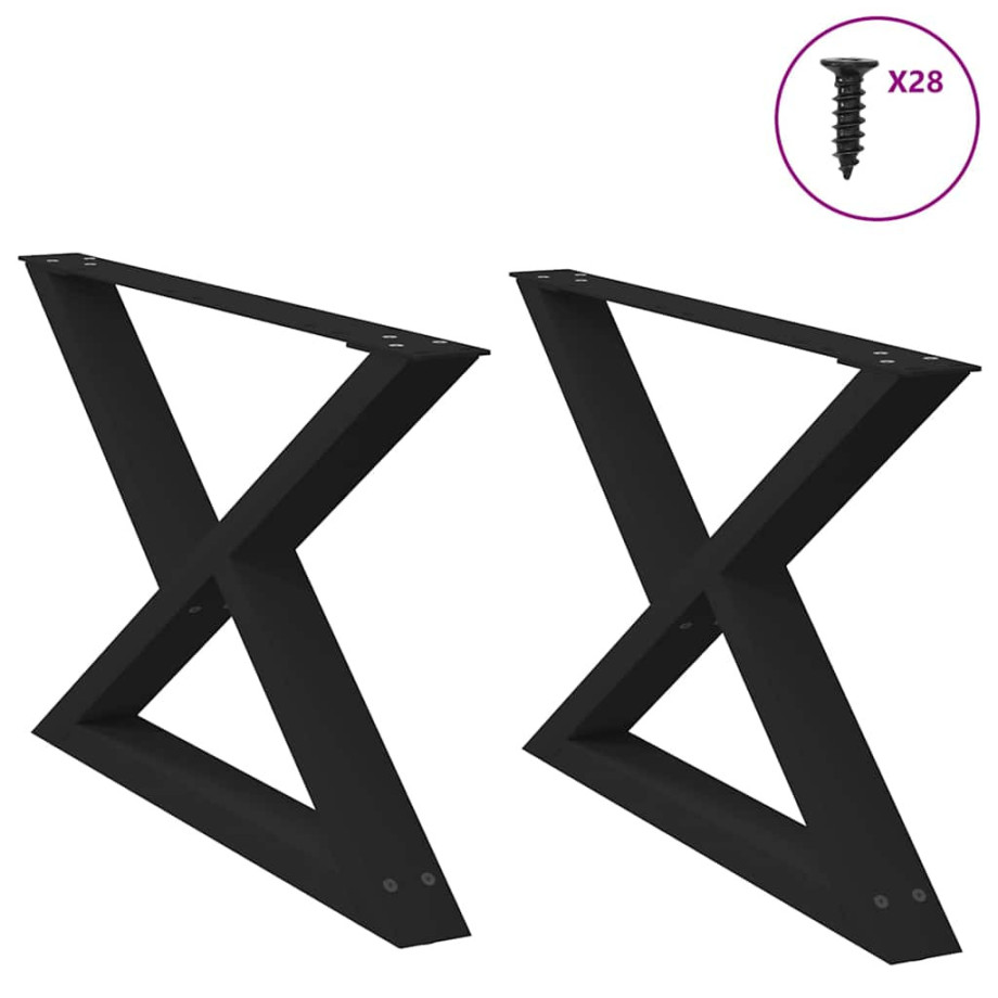 vidaXL Salontafelpoten 2 st 70x(42-43,3) cm staal zwart afbeelding 1