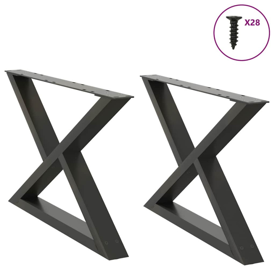 vidaXL Salontafelpoten 2 st 70x(42-43,3) cm staal antraciet afbeelding 1