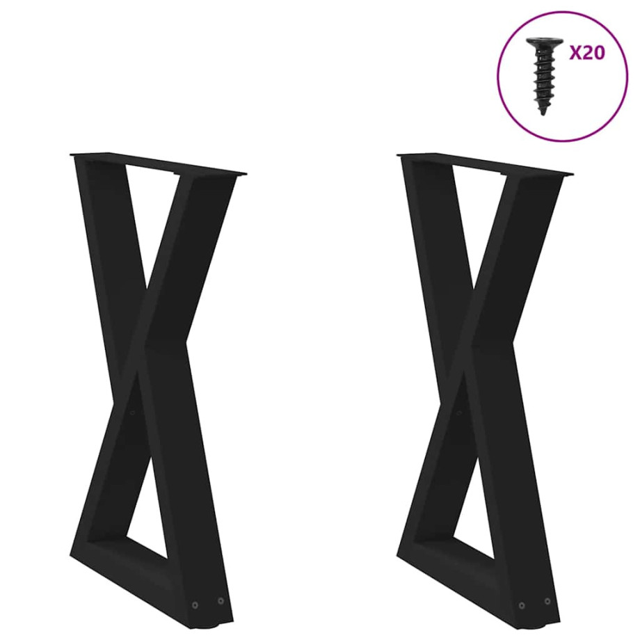 vidaXL Eettafelpoten 2 st 50x(72-73,3) cm staal zwart afbeelding 1