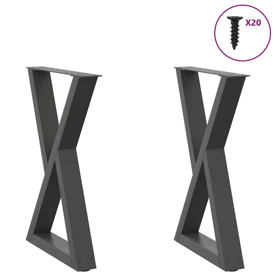 vidaXL Eettafelpoten 2 st 50x(72-73,3) cm staal antraciet afbeelding 1