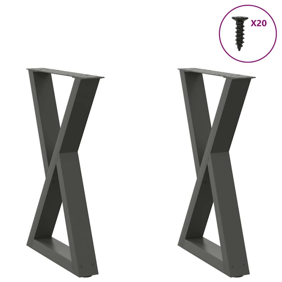 vidaXL Eettafelpoten 2 st 60x(72-73,3) cm staal antraciet afbeelding 1
