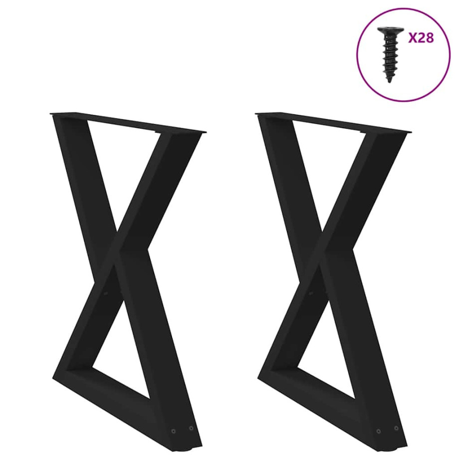 vidaXL Eettafelpoten 2 st 70x(72-73,3) cm staal zwart afbeelding 1