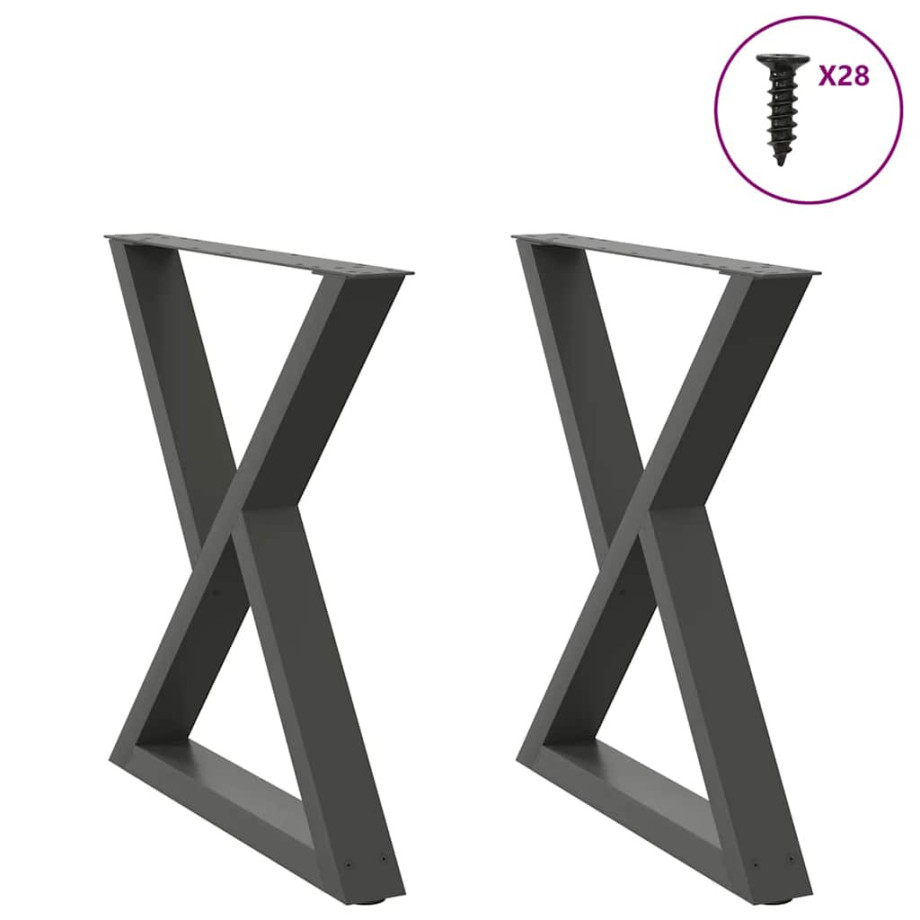 vidaXL Eettafelpoten 2 st 70x(72-73,3) cm staal antraciet afbeelding 1