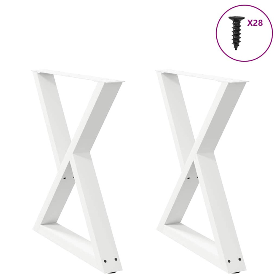 vidaXL Eettafelpoten 2 st 80x(72-73,3) cm staal wit vidaXL Eettafelpoten 2 st 80x(72-73,3) cm staal wit afbeelding 1