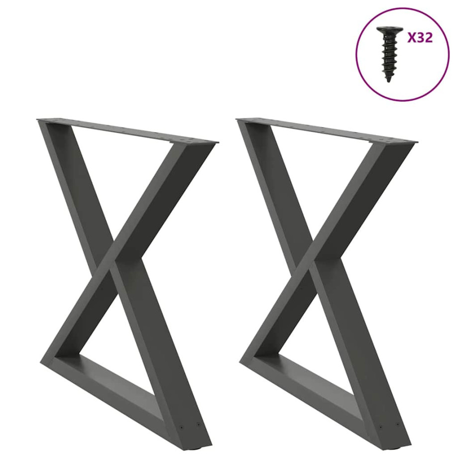 vidaXL Eettafelpoten 2 st 90x(72-73,3) cm staal antraciet afbeelding 1