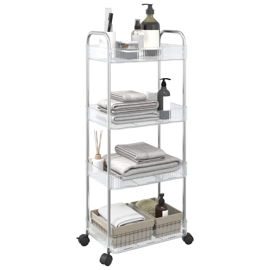 vidaXL Opbergtrolley 4-laags 37x28x95 cm acryl transparant afbeelding 