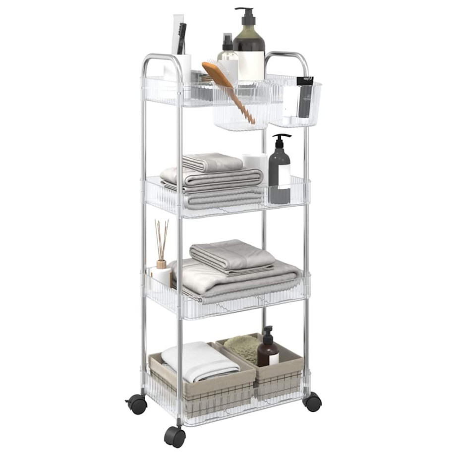 vidaXL Opbergtrolley 4-laags 37x28x95 cm acryl transparant afbeelding 