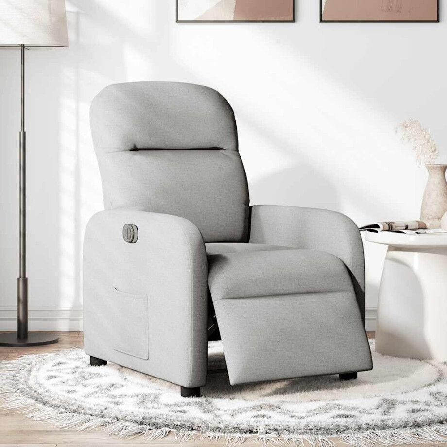 vidaXL Fauteuil elektrisch verstelbaar stof wolk grijs afbeelding 1