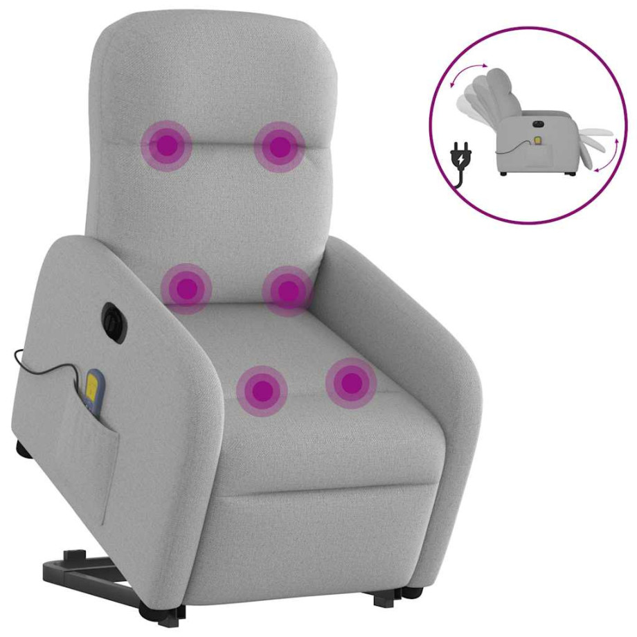 vidaXL Sta-op-massagestoel elektrisch verstelbaar stof wolk grijs afbeelding 1