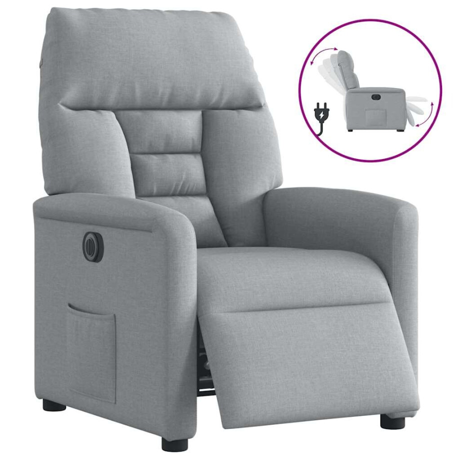 vidaXL Fauteuil elektrisch verstelbaar stof lichtgrijs afbeelding 1