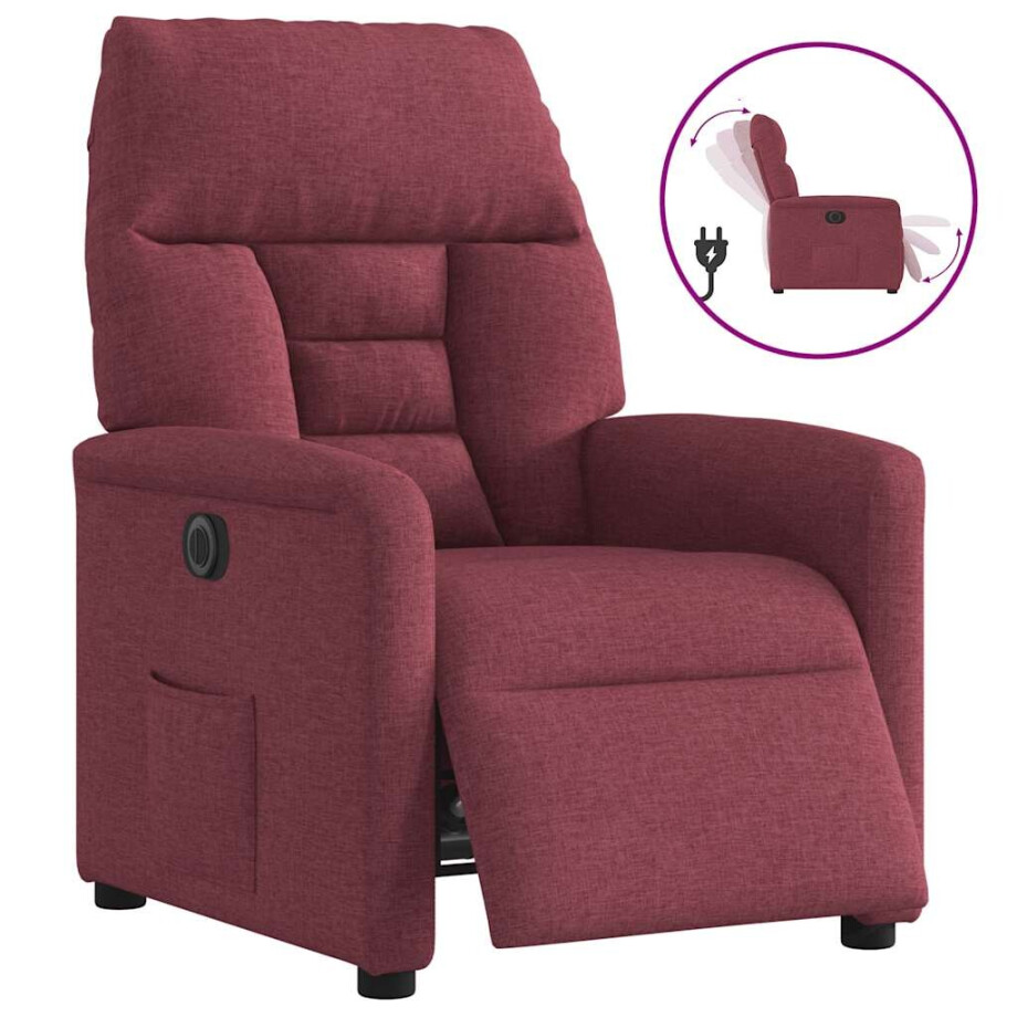 vidaXL Fauteuil verstelbaar elektrisch stof wijnrood afbeelding 1