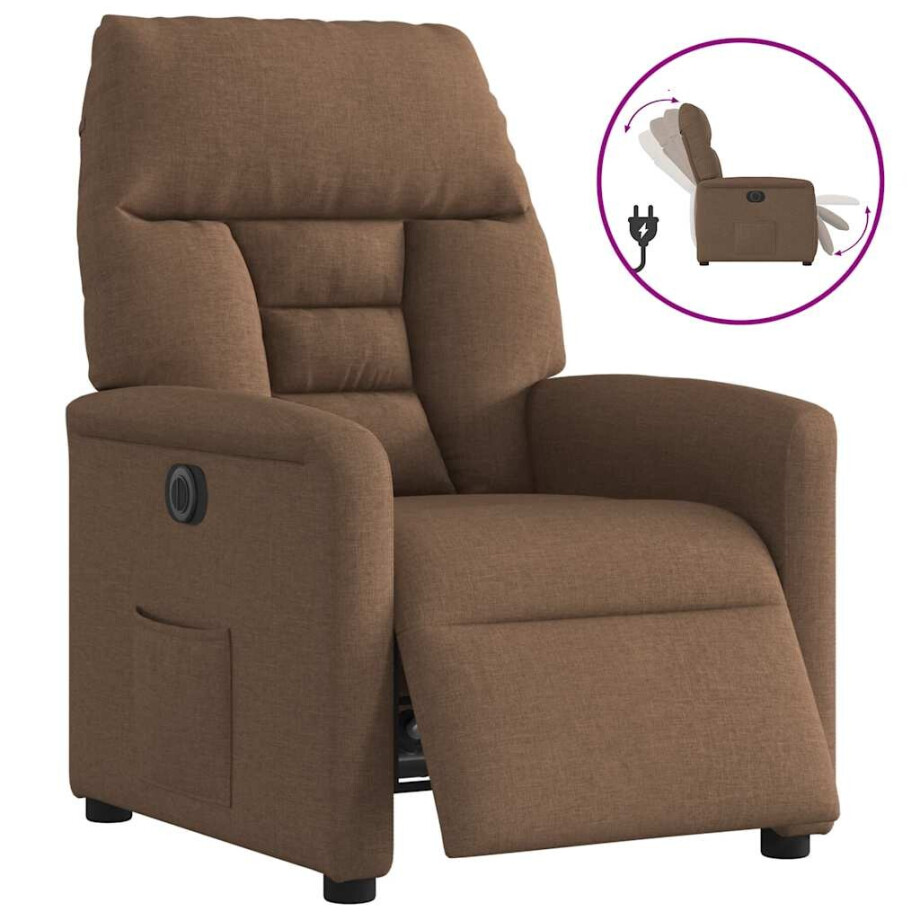 vidaXL Fauteuil verstelbaar elektrisch stof bruin afbeelding 1