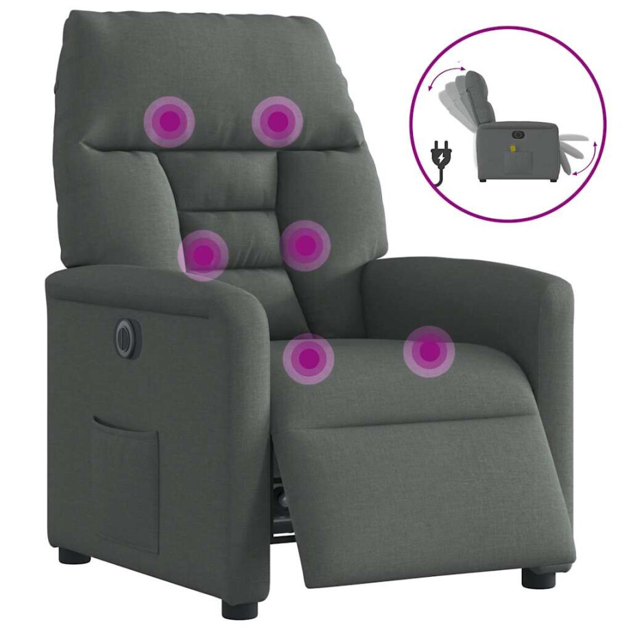 vidaXL Massagestoel elektrisch verstelbaar stof donkergrijs afbeelding 1