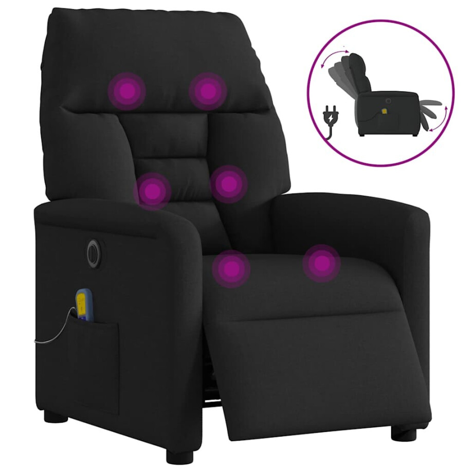 vidaXL Massagestoel elektrisch verstelbaar stof zwart afbeelding 1