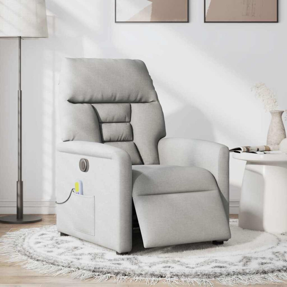 vidaXL Massagestoel elektrisch verstelbaar stof wolk grijs afbeelding 1