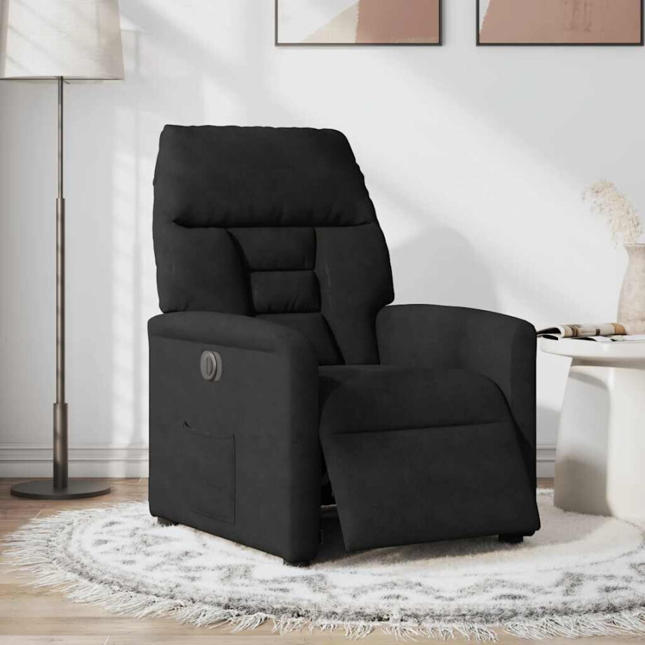 vidaXL Fauteuil verstelbaar elektrisch microvezelstof zwart afbeelding 1