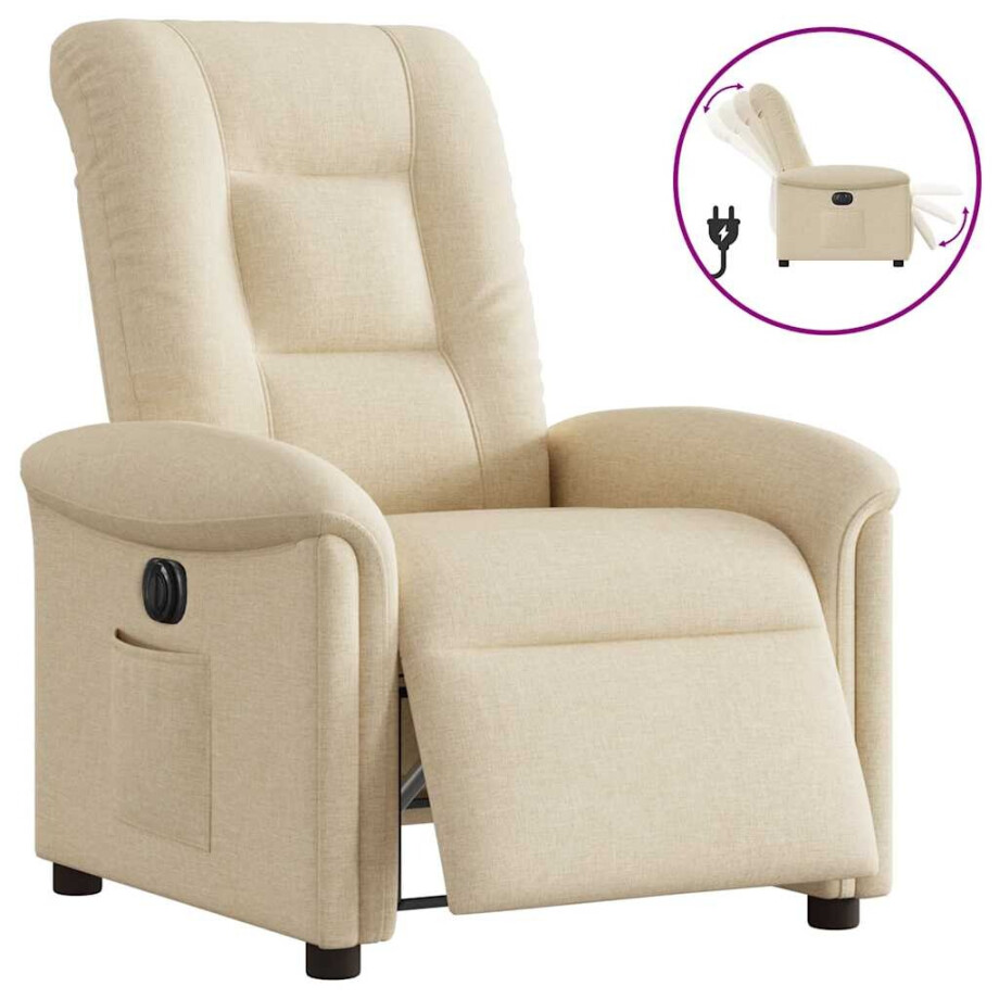 vidaXL Fauteuil verstelbaar elektrisch stof crèmekleurig vidaXL Fauteuil verstelbaar elektrisch stof crèmekleurig afbeelding 1