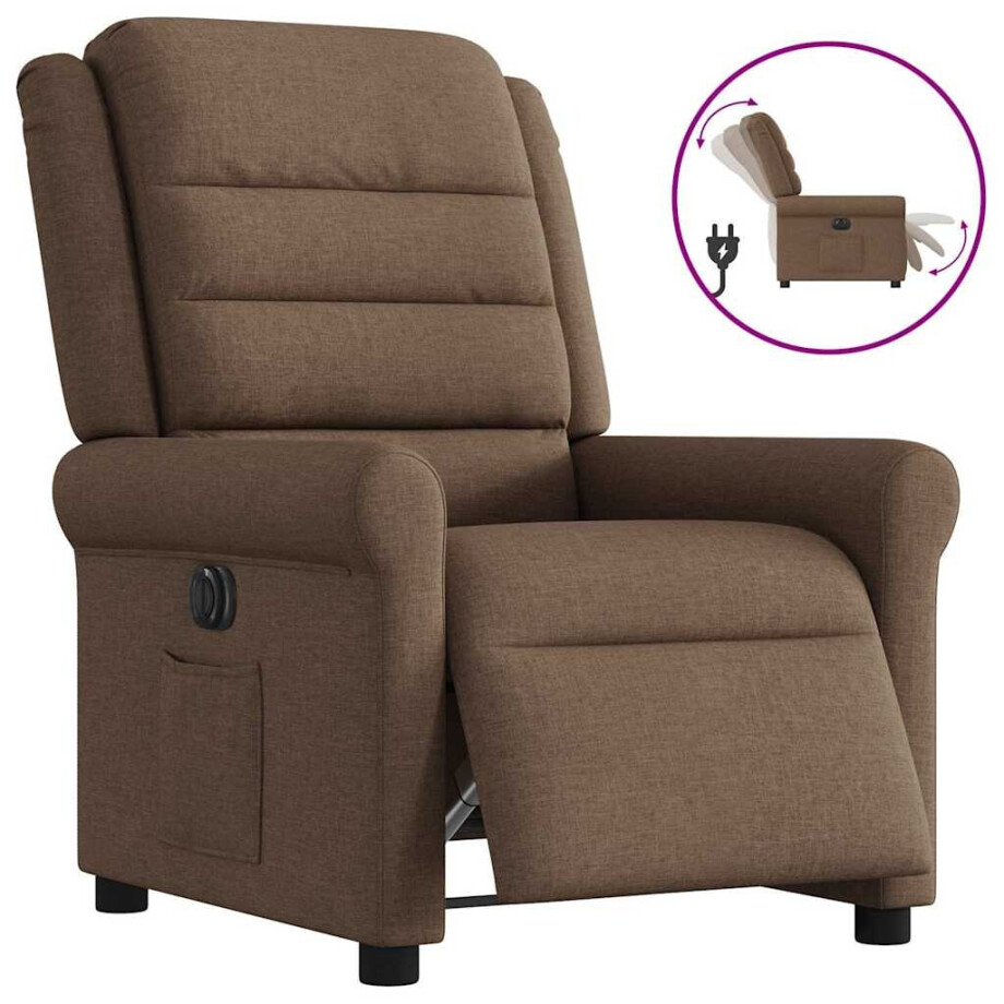 vidaXL Fauteuil verstelbaar elektrisch stof bruin afbeelding 1