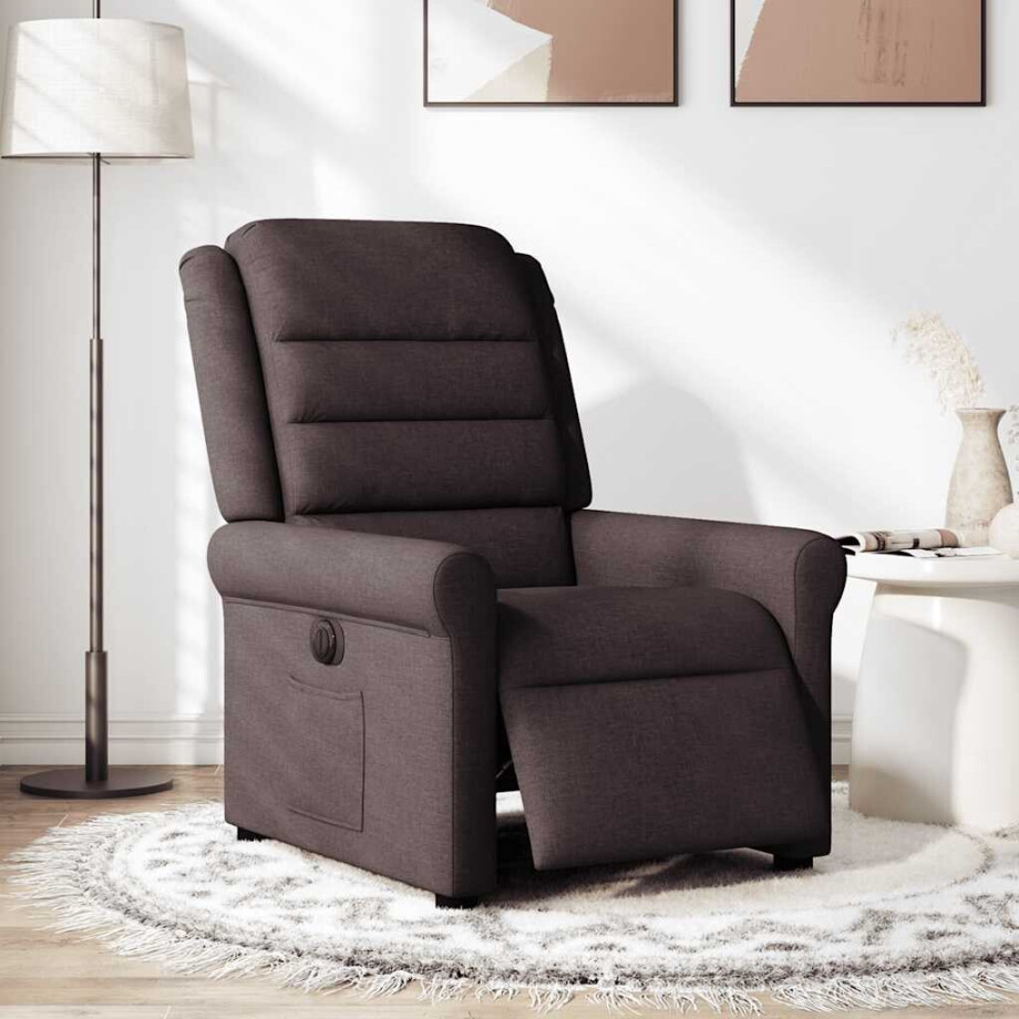 vidaXL Fauteuil verstelbaar elektrisch stof donkerbruin vidaXL Fauteuil verstelbaar elektrisch stof donkerbruin afbeelding 1