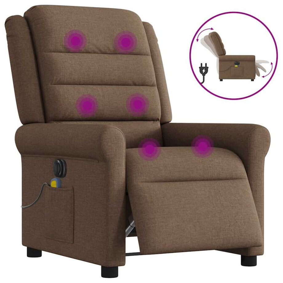 vidaXL Massagestoel elektrisch verstelbaar stof bruin vidaXL Massagestoel elektrisch verstelbaar stof bruin afbeelding 1