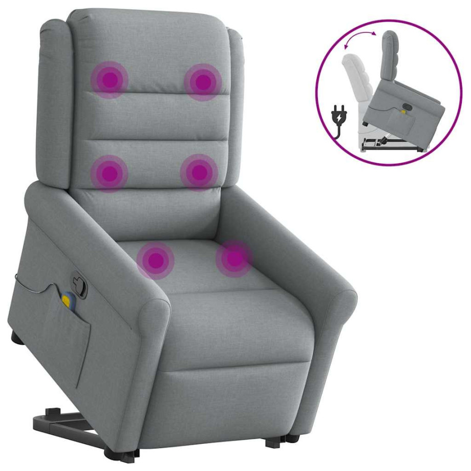 vidaXL Sta-op-massagestoel verstelbaar stof lichtgrijs afbeelding 1