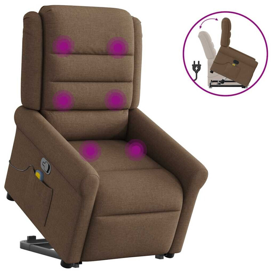 vidaXL Sta-op-massagestoel verstelbaar stof bruin vidaXL Sta-op-massagestoel verstelbaar stof bruin afbeelding 1