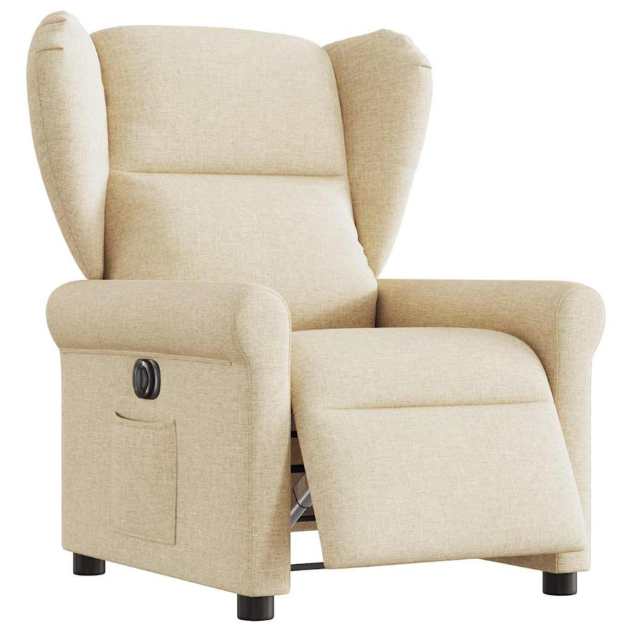 vidaXL Fauteuil verstelbaar elektrisch stof crèmekleurig afbeelding 1