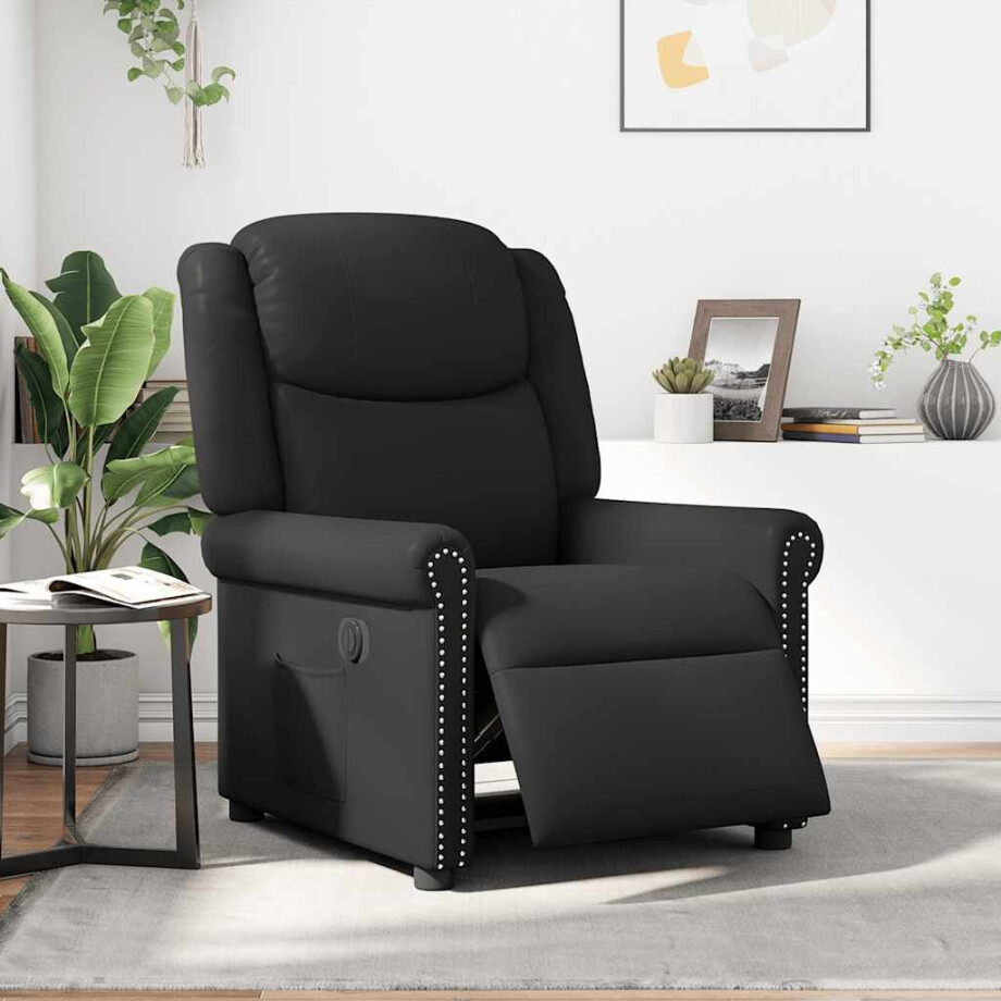 vidaXL Fauteuil elektrisch verstelbaar kunstleer glanzend zwart afbeelding 1