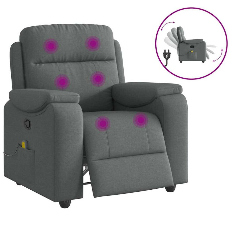 vidaXL Massagestoel in donkergrijze stof vidaXL Massagestoel in donkergrijze stof afbeelding 1