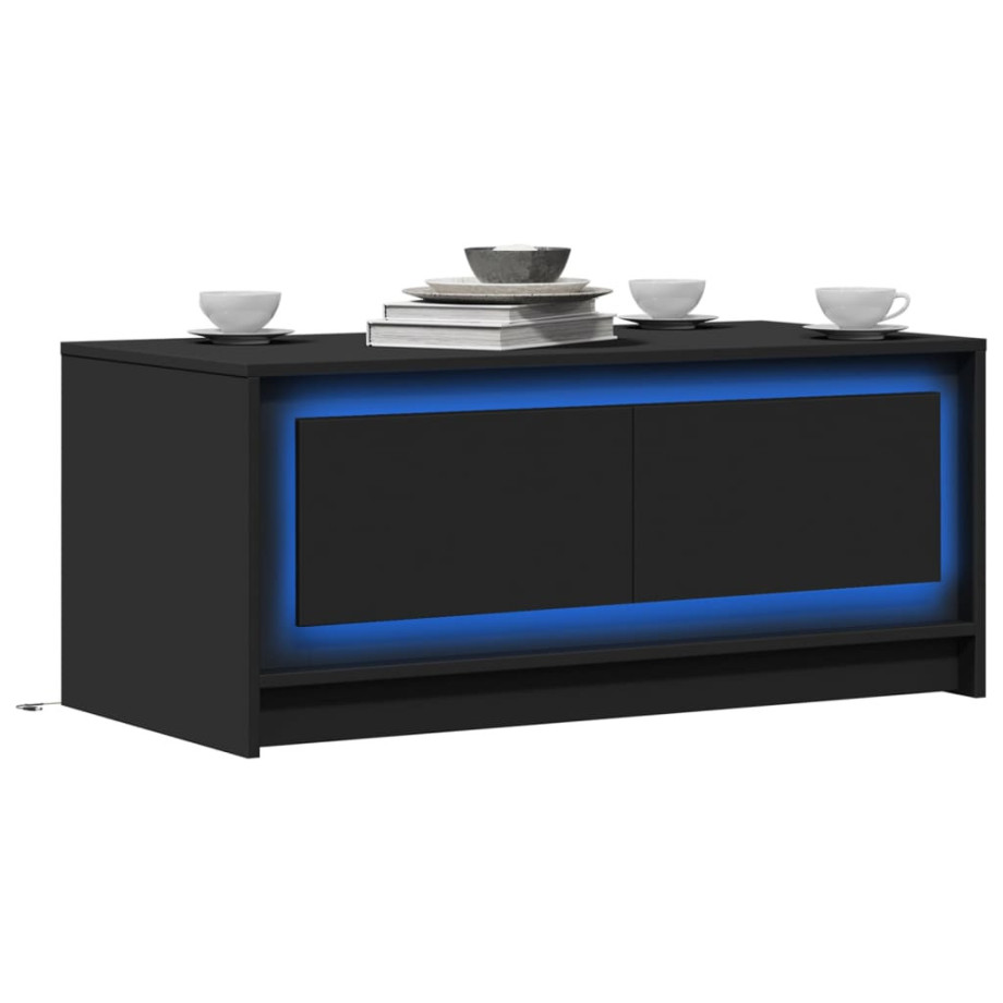 vidaXL Salontafel met LED-verlichting bewerkt hout zwart afbeelding 1