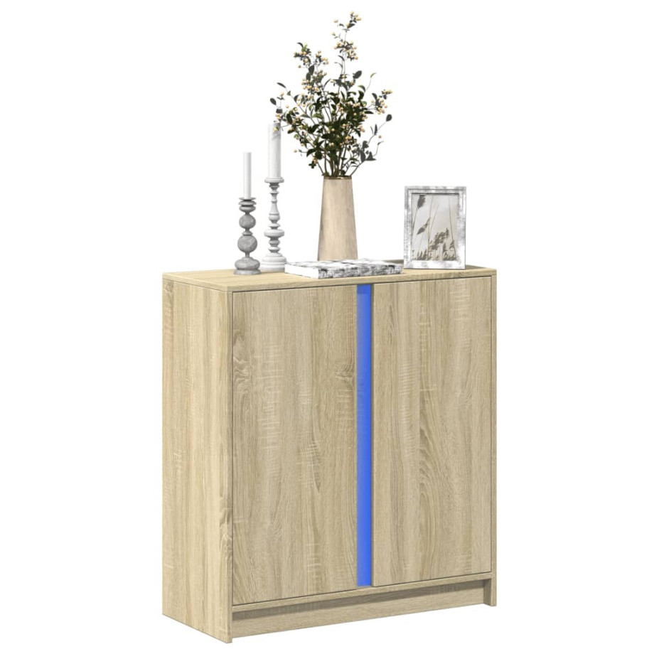 vidaXL Dressoir met LED 77x34x85 cm bewerkt hout sonoma eikenkleurig vidaXL Dressoir met LED 77x34x85 cm bewerkt hout sonoma eikenkleurig afbeelding 1