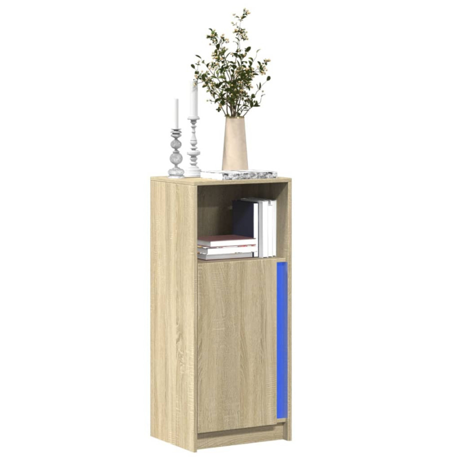 vidaXL Dressoir met LED 42,5x34x100 cm bewerkt hout sonoma eikenkleur afbeelding 1