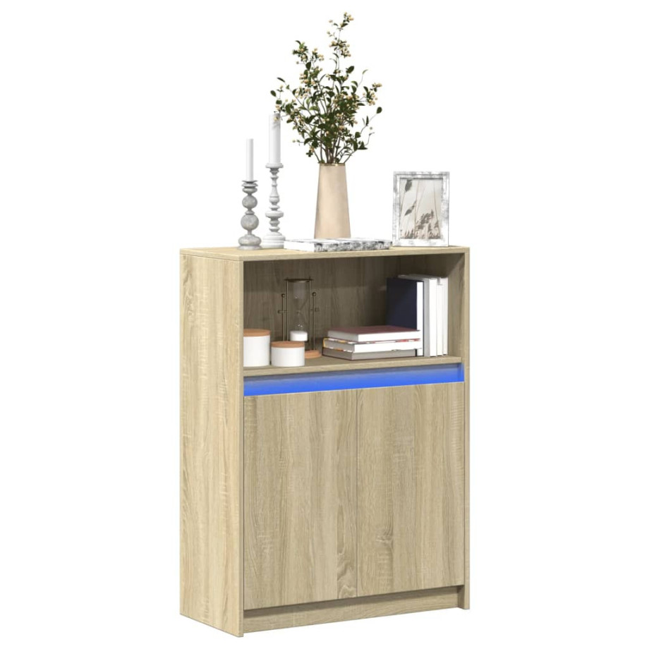 vidaXL Dressoir met LED 72x34x100 cm bewerkt hout sonoma eikenkleurig afbeelding 1