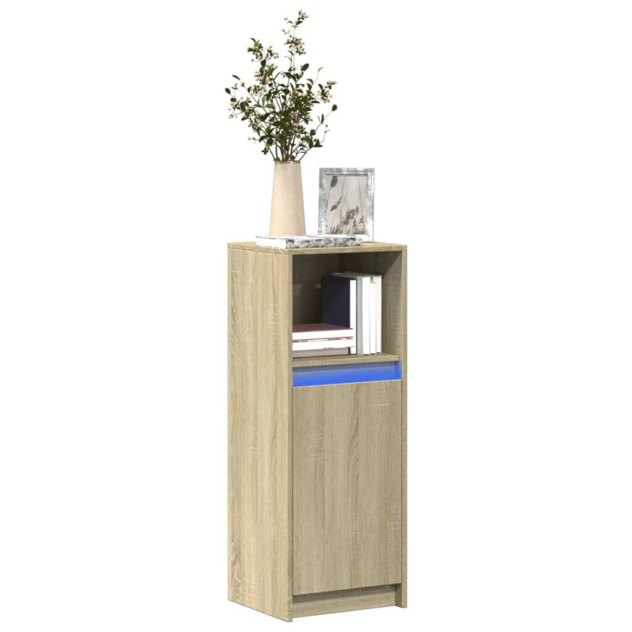 vidaXL Dressoir met LED 38x34x100 cm bewerkt hout sonoma eikenkleurig vidaXL Dressoir met LED 38x34x100 cm bewerkt hout sonoma eikenkleurig afbeelding 1