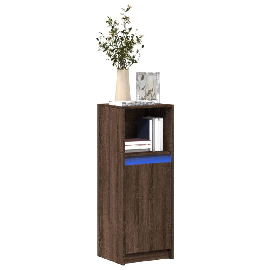 vidaXL Dressoir met LED 38x34x100 cm bewerkt hout bruin eikenkleur afbeelding 1