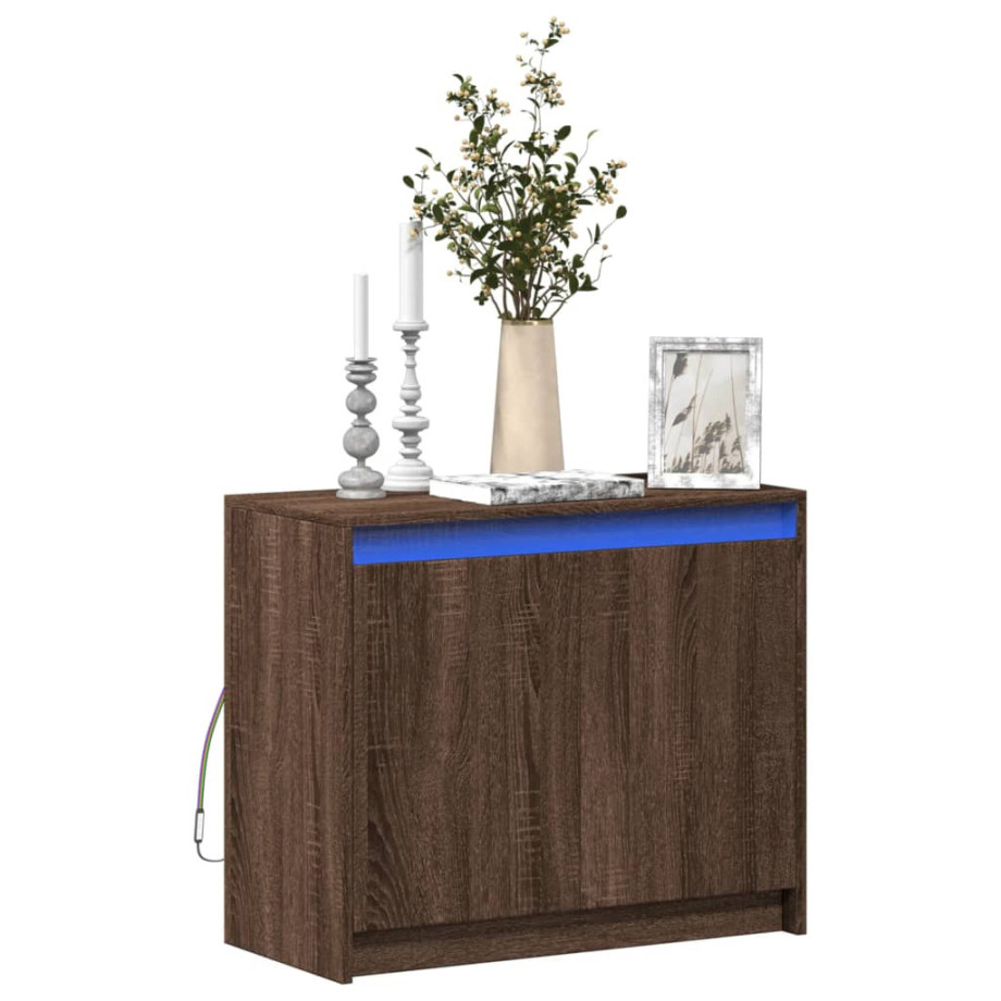 vidaXL Dressoir met LED 72x34x61 cm bewerkt hout bruin eikenkleur afbeelding 1