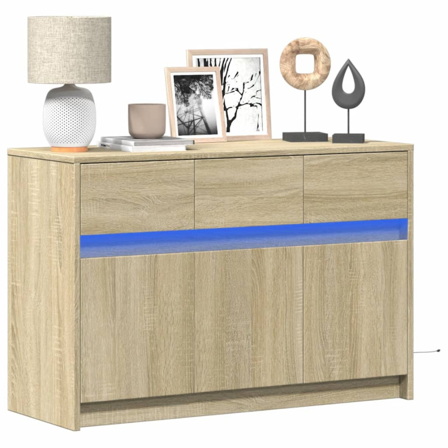vidaXL Tv-meubel met LED 91x34x61 cm bewerkt hout sonoma eikenkleurig afbeelding 1