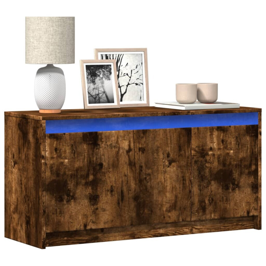 vidaXL Tv-meubel met LED 100x34x50 cm bewerkt hout gerookt eikenkleur afbeelding 1