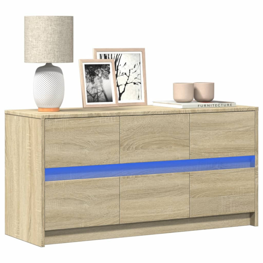 vidaXL Tv-meubel met LED 100x34x50 cm bewerkt hout sonoma eikenkleurig afbeelding 1