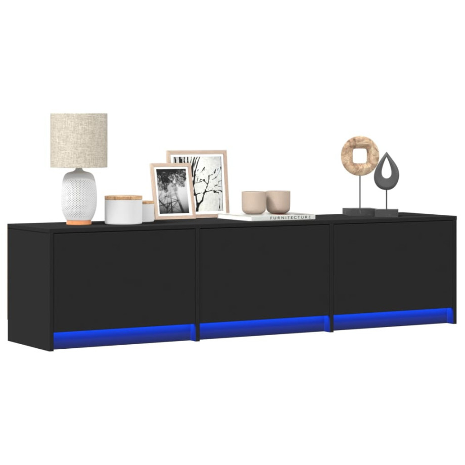 vidaXL Tv-meubel met LED 165x34x40 cm bewerkt hout zwart afbeelding 1