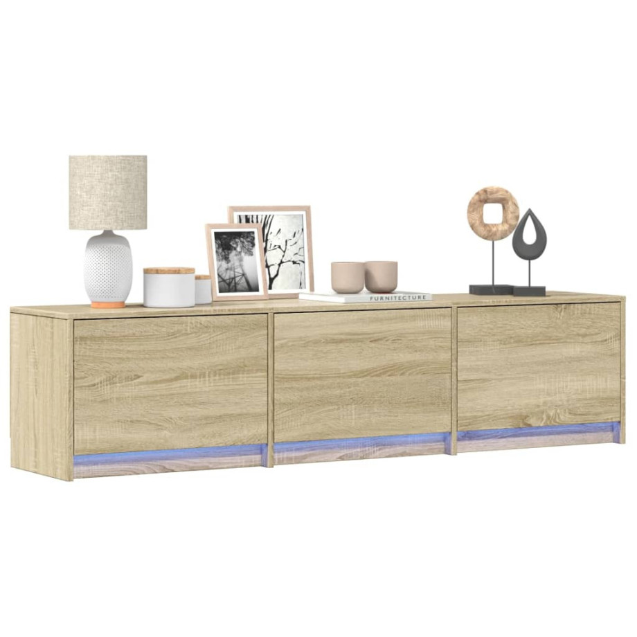 vidaXL Tv-meubel met LED 165x34x40 cm bewerkt hout sonoma eikenkleurig afbeelding 1