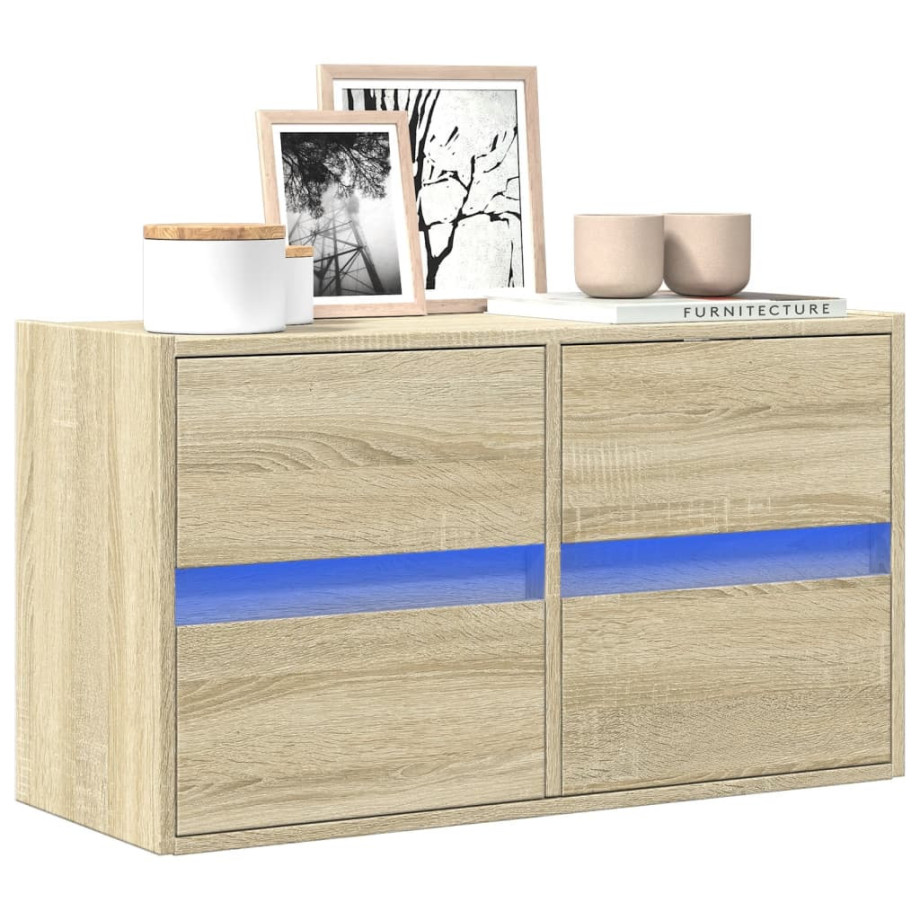 vidaXL Tv-wandmeubel met LED-verlichting 80x31x45 cm sonoma eikenkleur afbeelding 1
