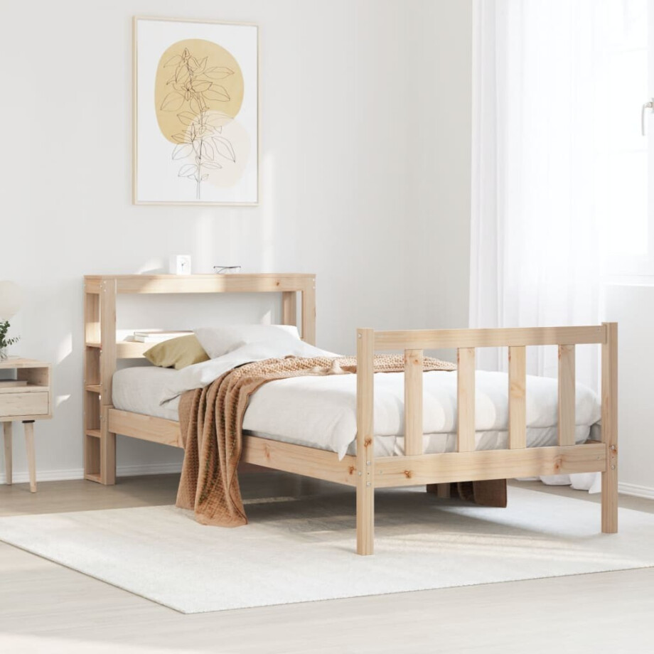 vidaXL Bedframe zonder matras massief grenenhout 90x200 cm afbeelding 1