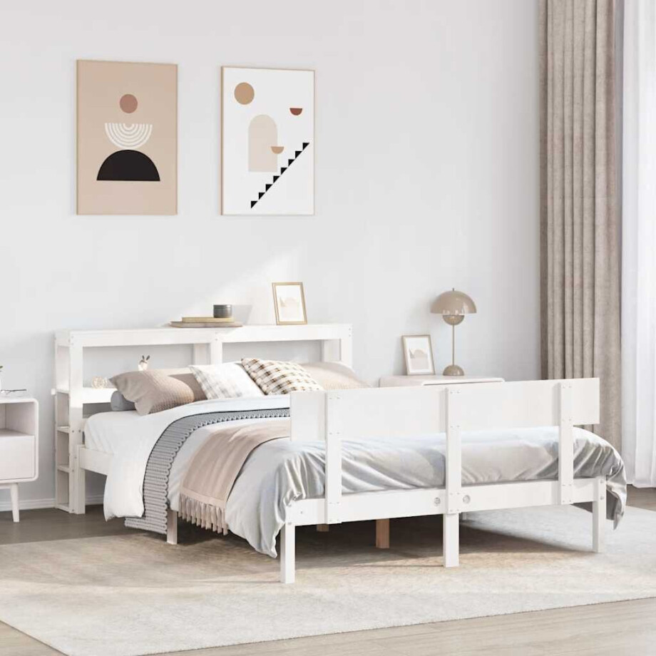 vidaXL Bedframe zonder matras massief grenenhout wit 120x200 cm afbeelding 1