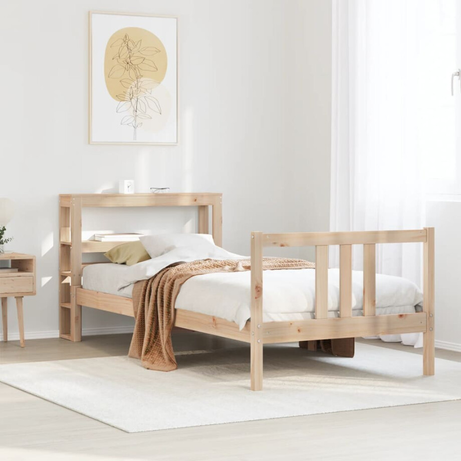 vidaXL Bedframe met hoofdbord massief grenenhout 75x190 cm vidaXL Bedframe met hoofdbord massief grenenhout 75x190 cm afbeelding 1